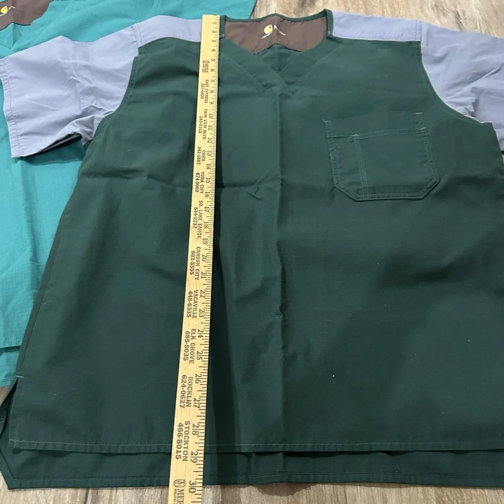 CARHARTT Scrub Set & Extra Top Shirt Size Large Utility Green Work Uniform